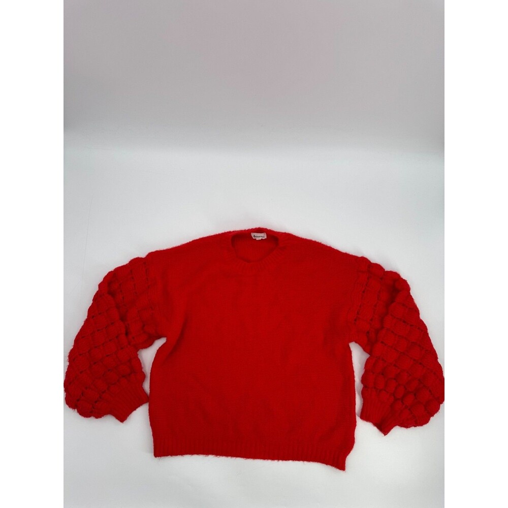 Merci Sweater Red Crew Neck Pullover Long Sleeve Winter Comfy Women Size Small